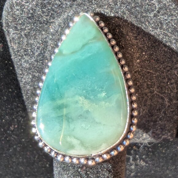 STERLING CHRYSOPRASE RING - Picture 2 of 4